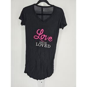 Y2K DB Women's Short Sleeve Text Printed V-neck Rayon Sleepshirt Top Size S